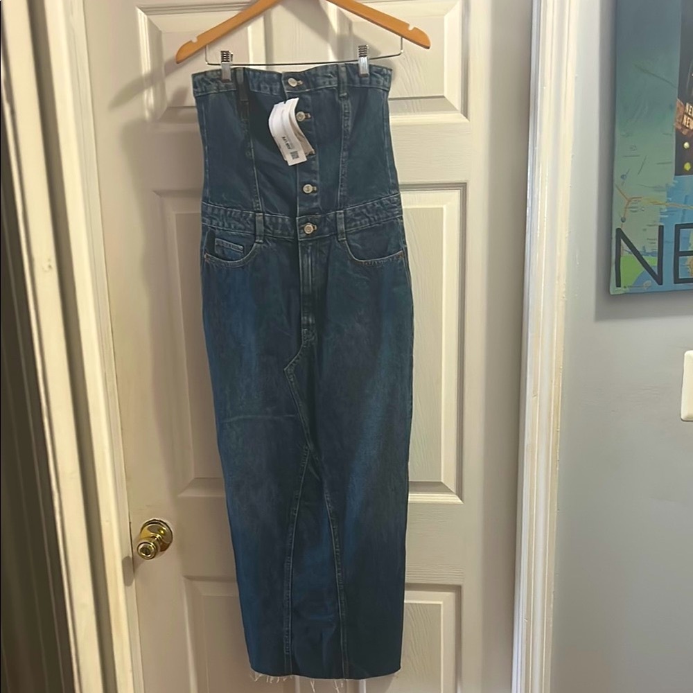 Zara Strapless Denim Dress - Blue